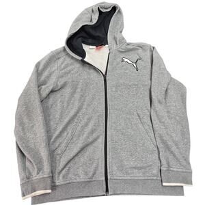 Puma Sport Lifestyle dryCell Hoodie Jacket Gray White/Black trim cot/poly Sz L